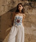 Elara Linen Top - Beyaz
