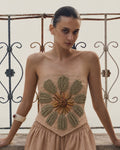 Elara Linen Top - Açık Kahve