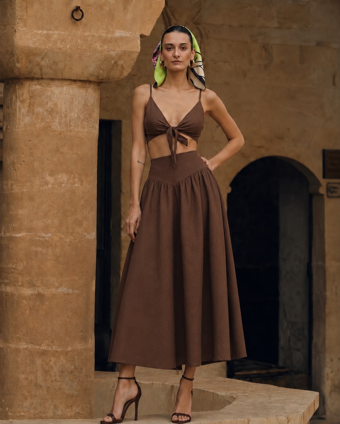 Bloom Skirt - Koyu Kahve