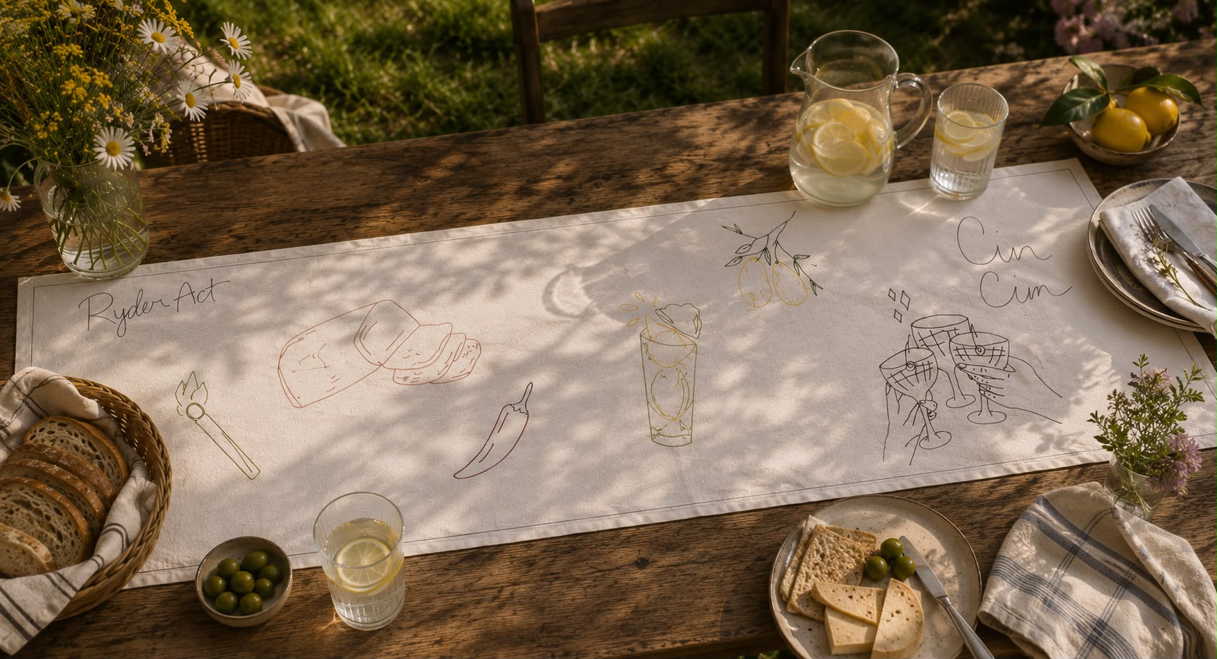 Timeless Hand-Embroidered Table Runner